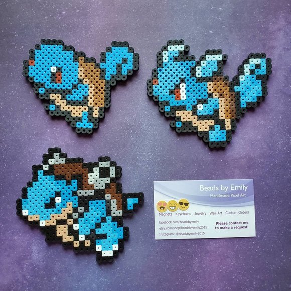 Squirtle Wartortle Blastoise Magnets - Handmade Pokemon Home Decor - Kids Room - Picture 1 of 2